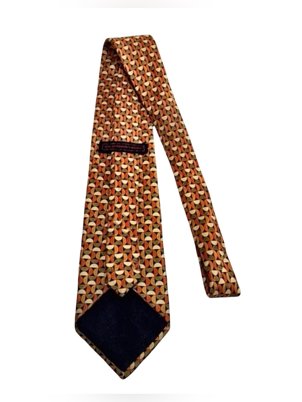 Bijan Silk Tie - Multicolor Gold & Burnt Orange Pattern - Luxury Neckwear - Picture 2 of 11